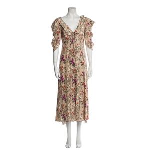 Neutrals/Pattern Print Silk Long Dress from La Ligne